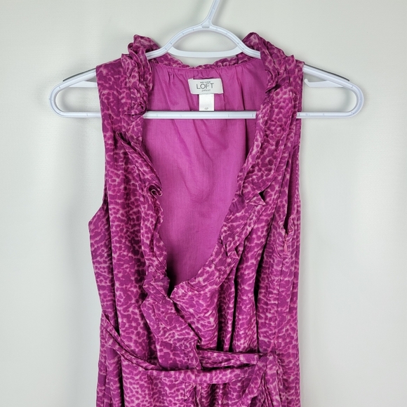 LOFT Sleeveless Faux Wrap Silk Cotton Dress Sz 6p NWOT - Picture 7 of 9